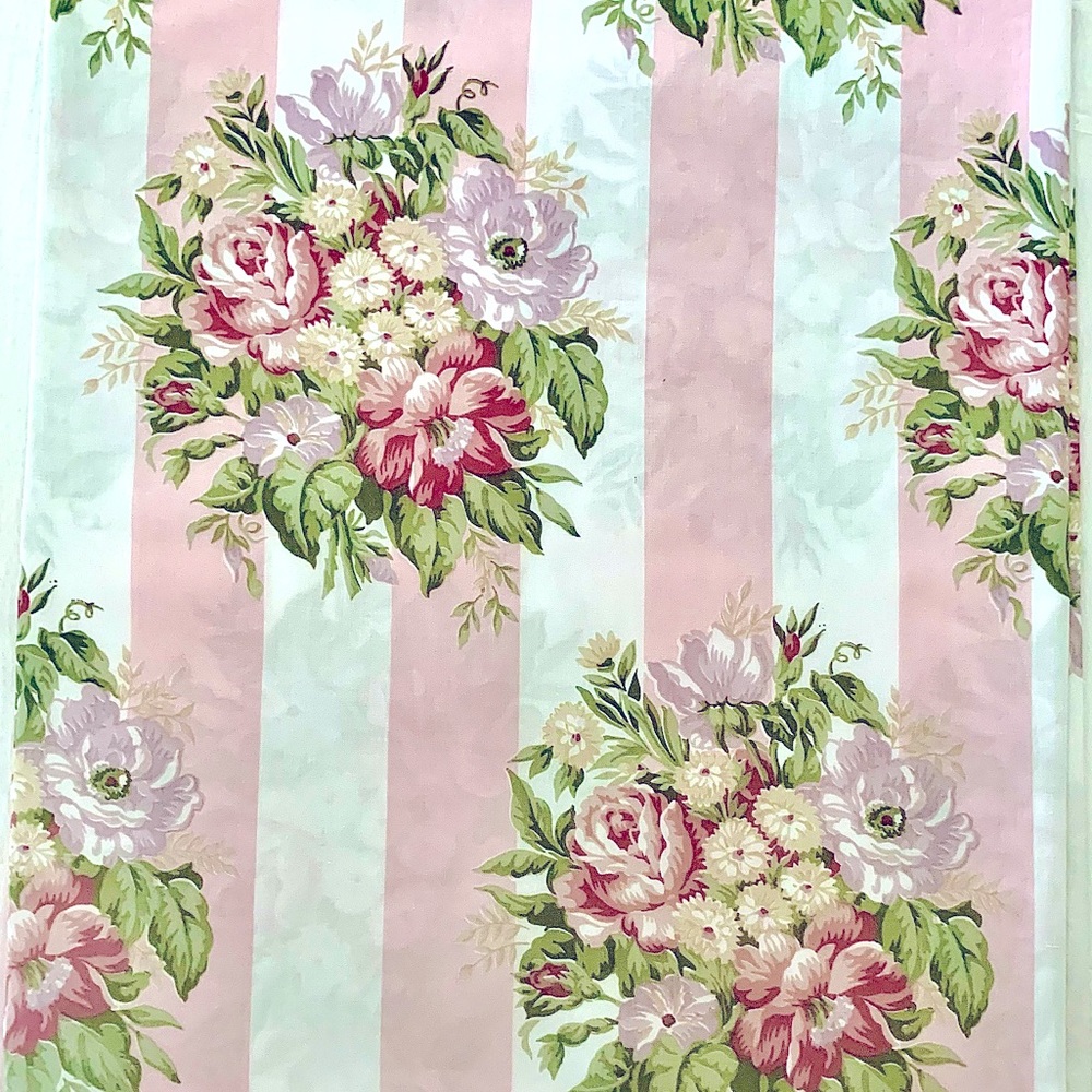 Twin Floral and stripe flat sheets